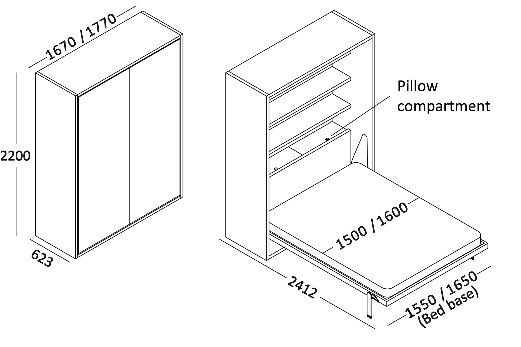 Opklapbed  Bed Habits Penelope 3